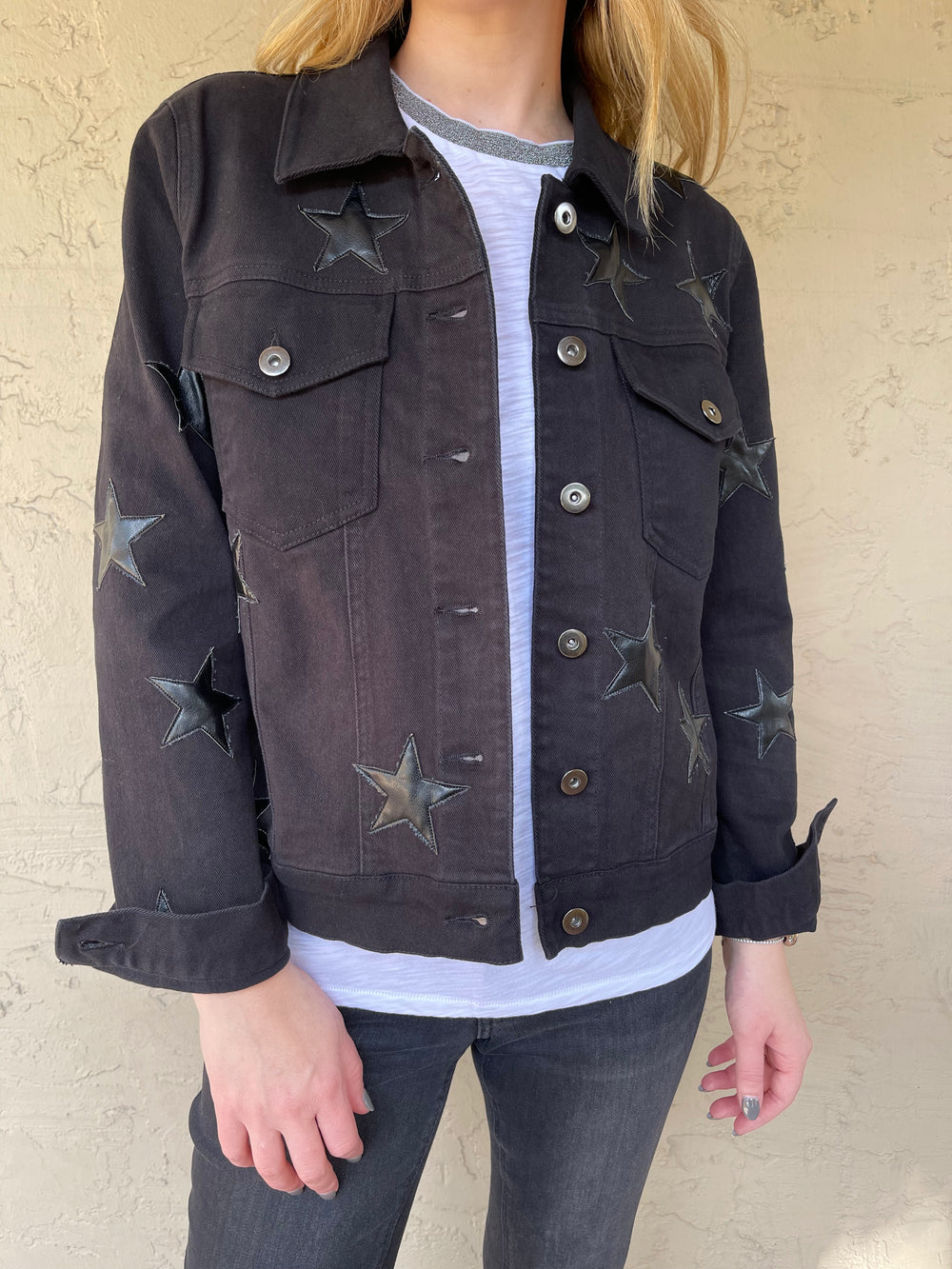 J SOCIETY Denim Vegan Star Jacket - Black