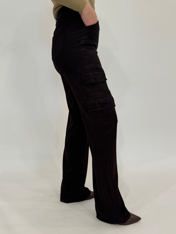 Marrakech Zendaya Silky Cargo Pants in Dark Chocolate available at Barbara Katz