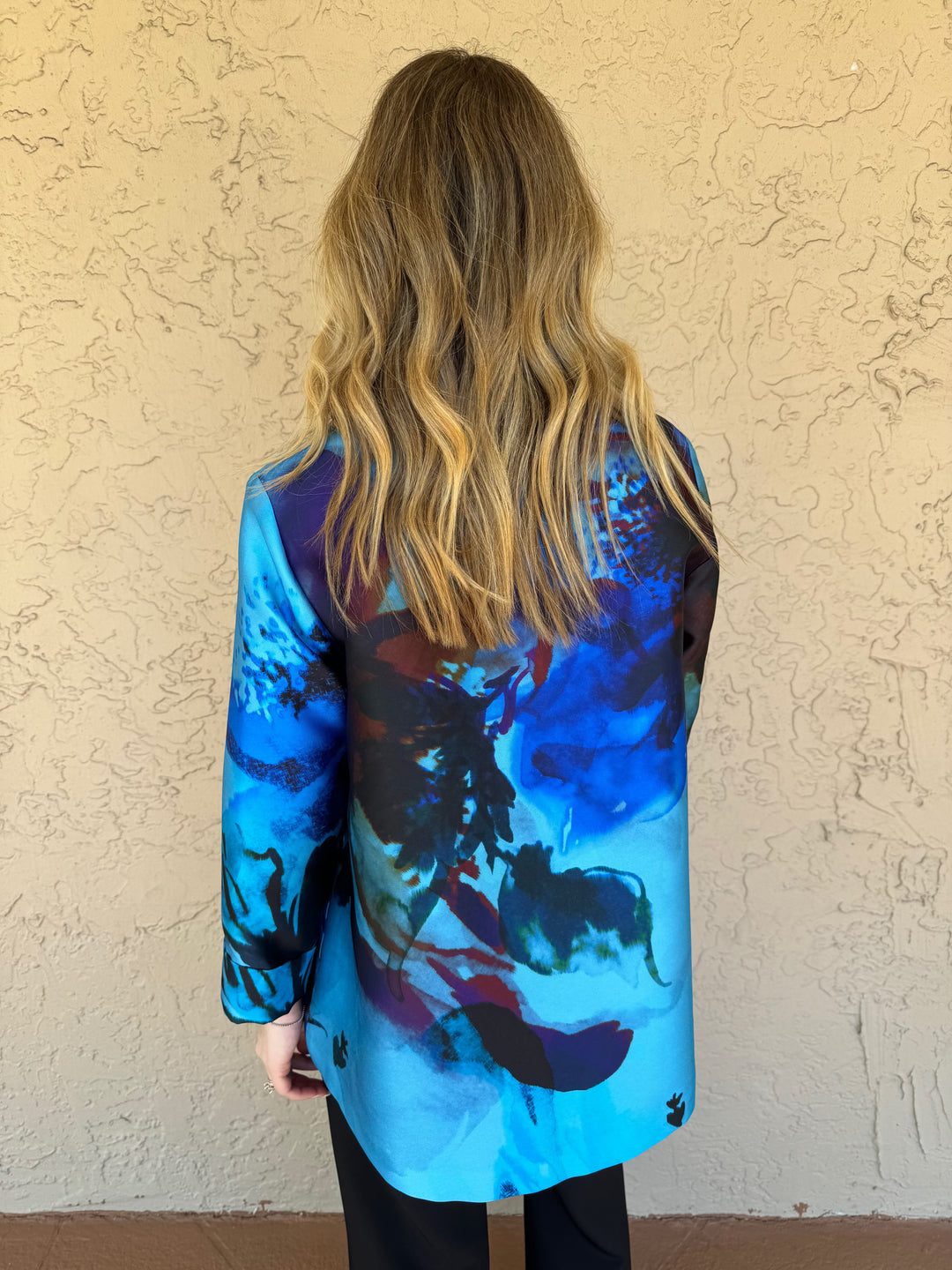 Caroline Rose Floral Print A-Line Jacket - Turquoise/Multi