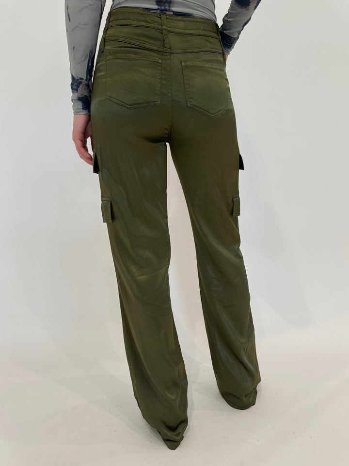 Marrakech Zendaya Silky Cargo Pants in Pine available at Barbara Katz