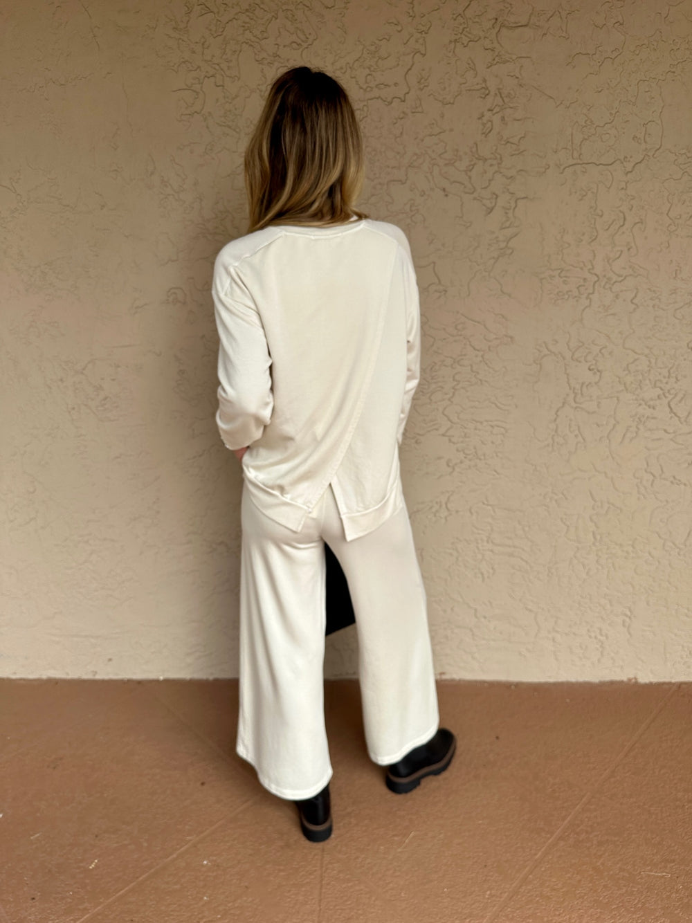 Fleece Crossover Back Tunic - Cream