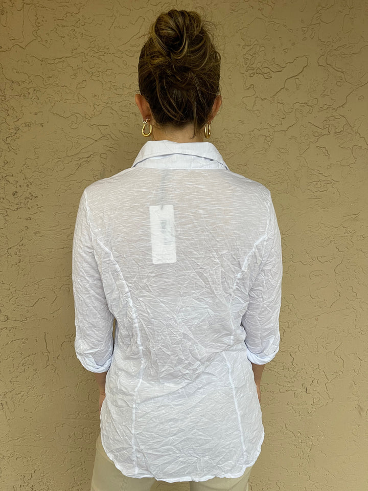 David Cline Crinkle Button Down Shirt - White