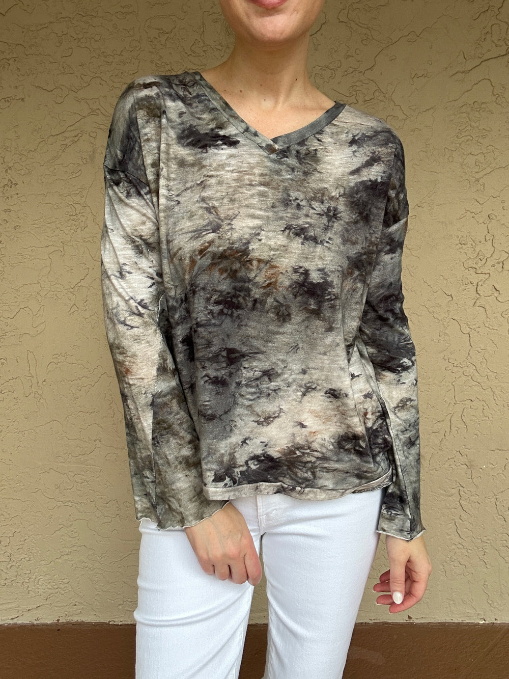tie dye v neck t shirt