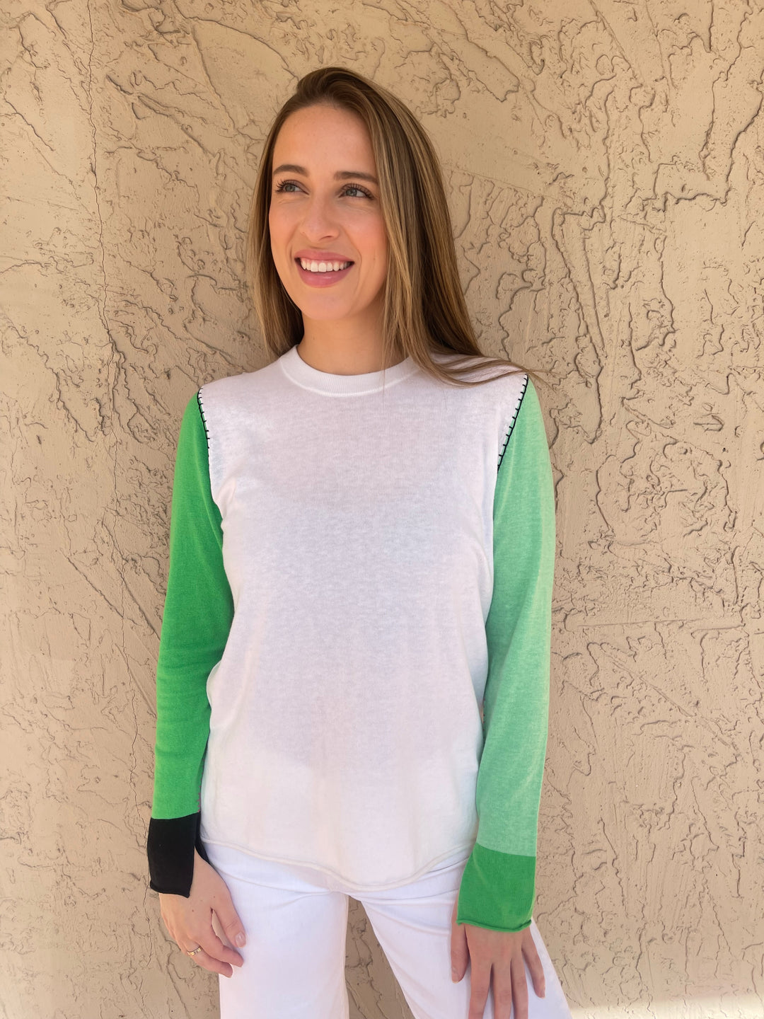 Zaket & Plover Color Block Sweater - White