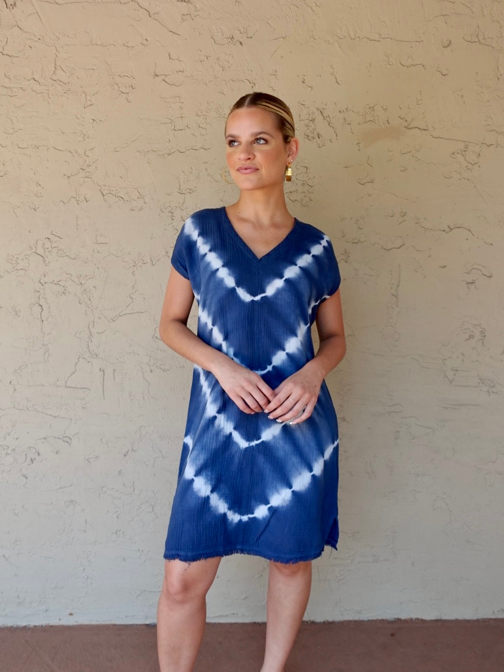 Pure Amici Gauze Tie-Dye Dress - Navy
