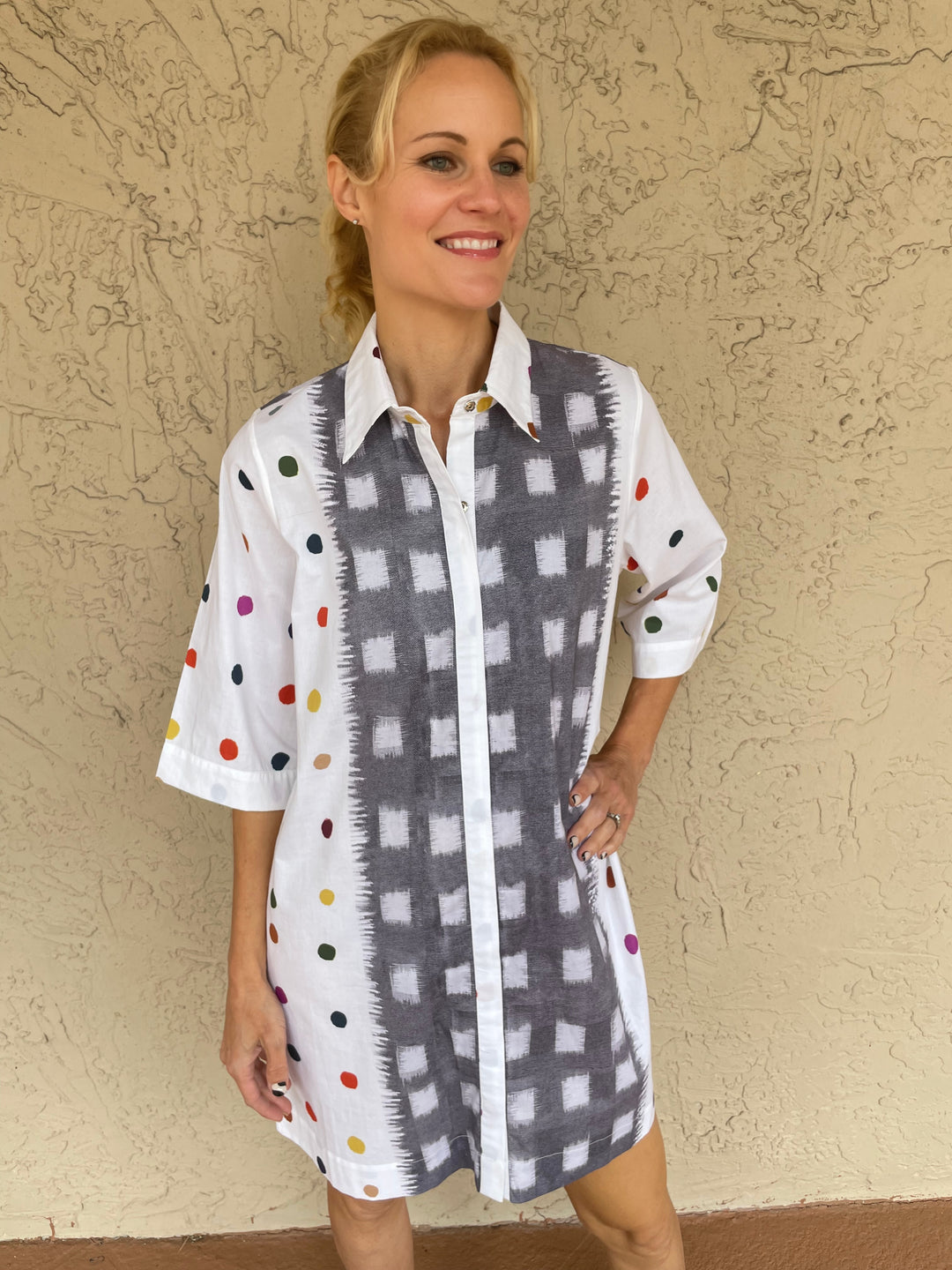 Geometric Matrix Shirt Dress