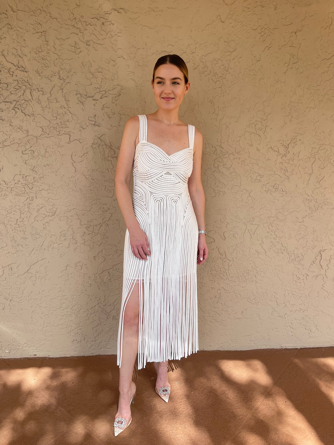 Simkhai Darby Fringe Hem Midi Dress