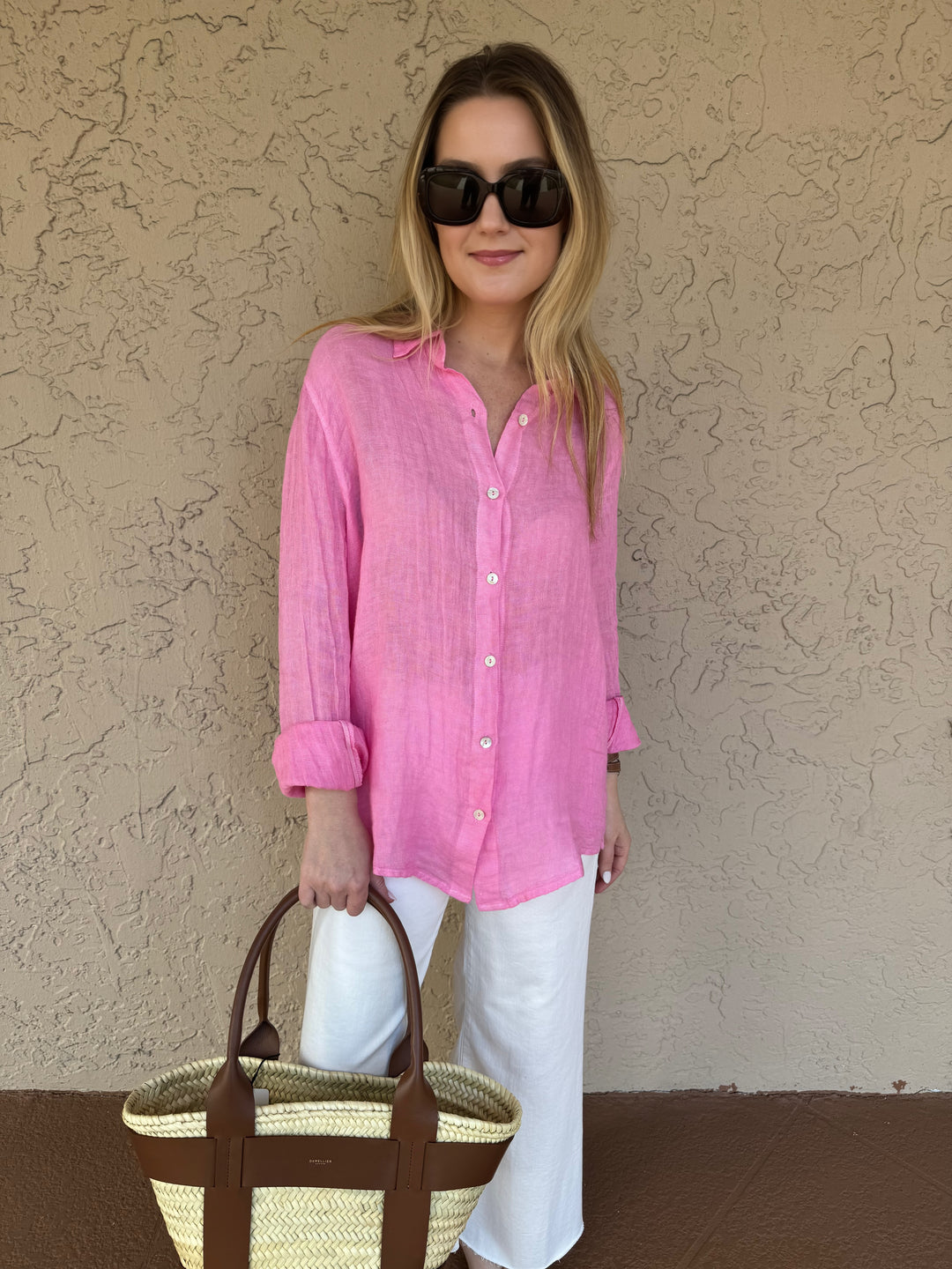 Haris Cotton Linen Gauze Shirt - Hydrangea Pink