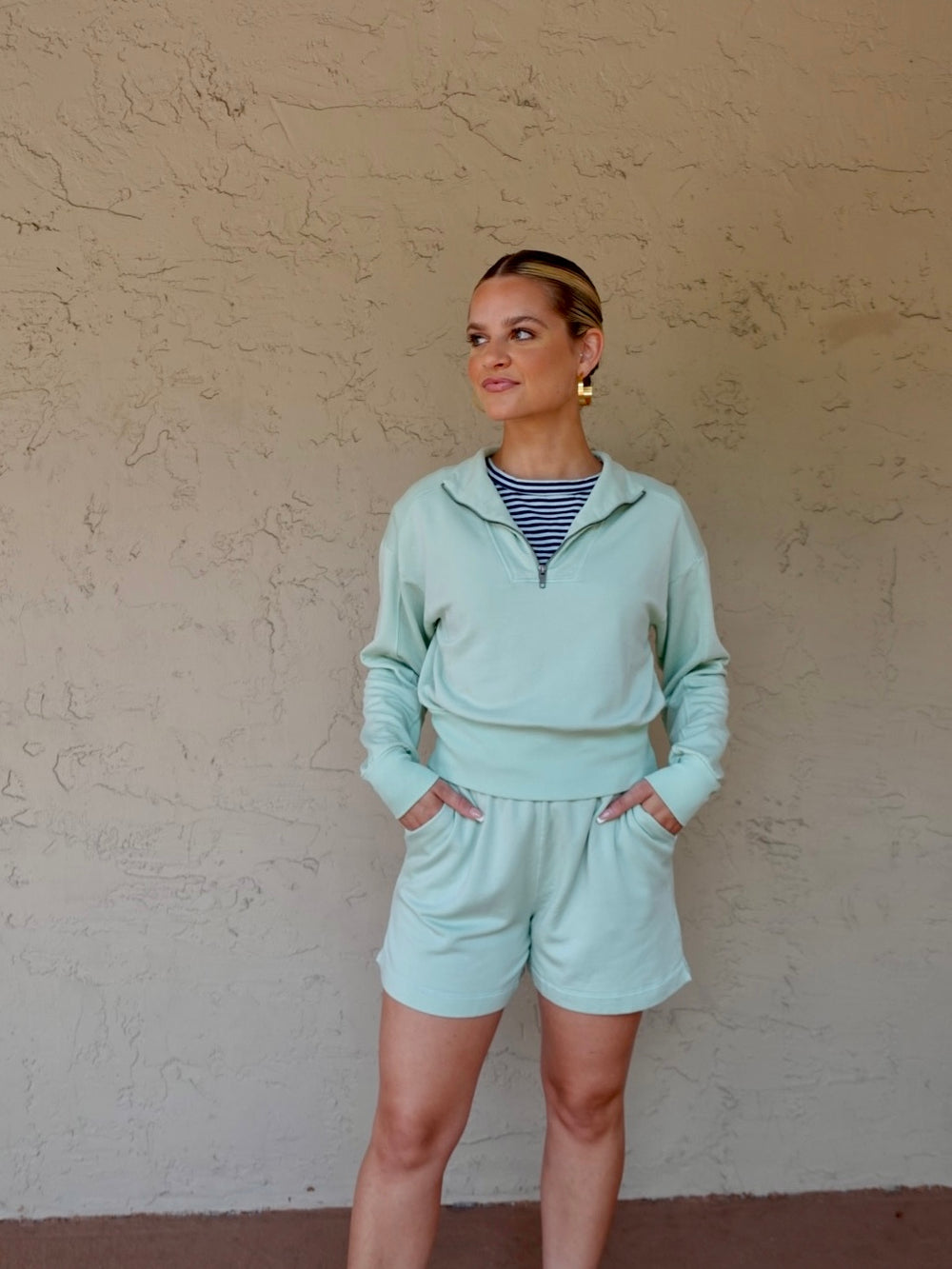 Softest Fleece Half-Zip Pullover in Cantaloupe