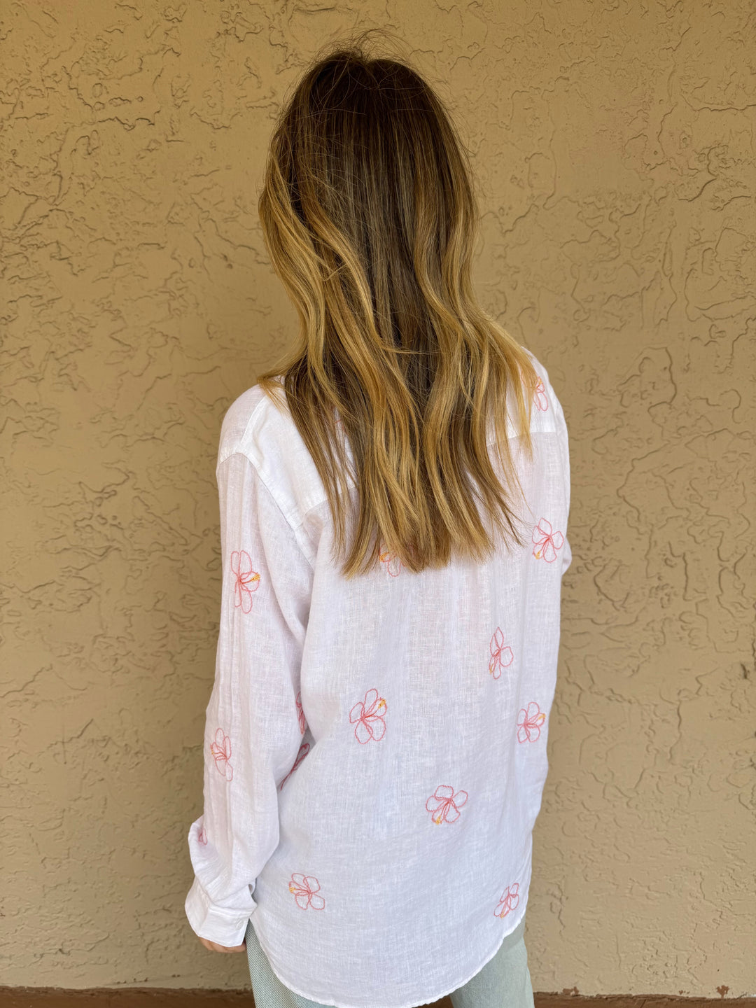 Rails Charli Shirt - Hibiscus Embroidery