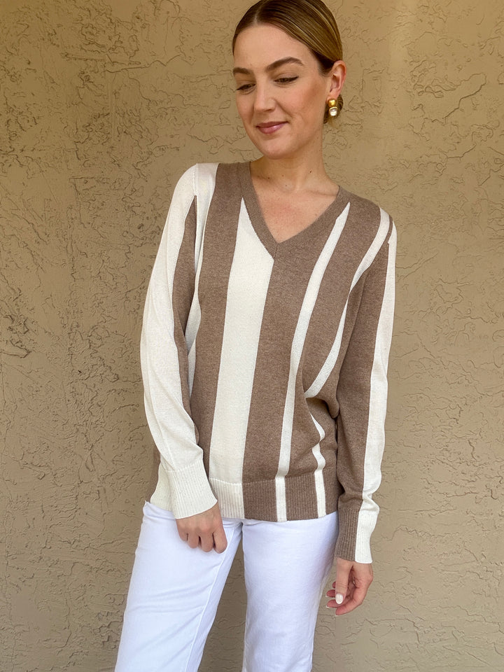 Peace of Cloth Sequin Stripe Sweater - Mushroom