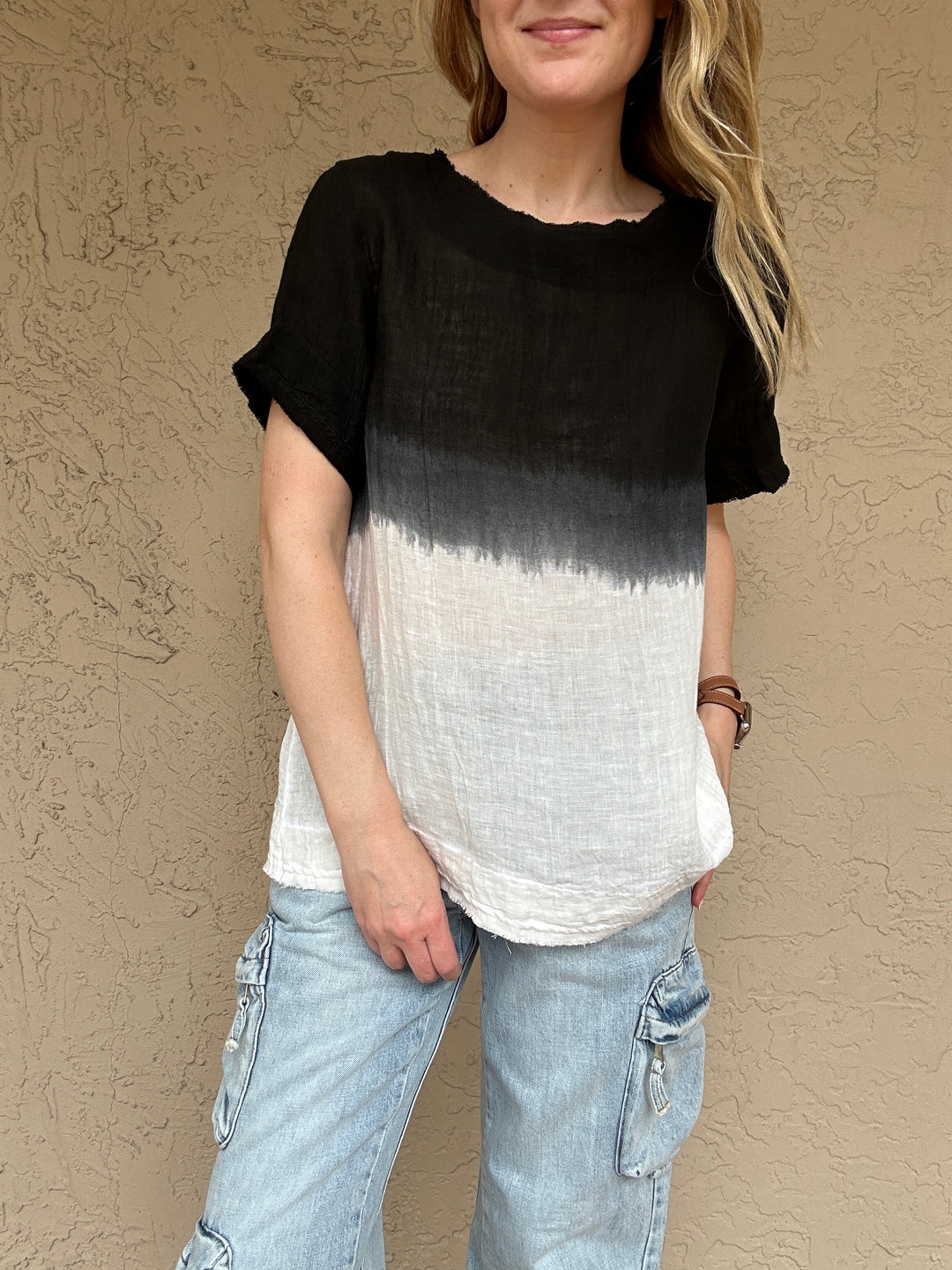 Luna Luz Edgy Ombre Linen Top