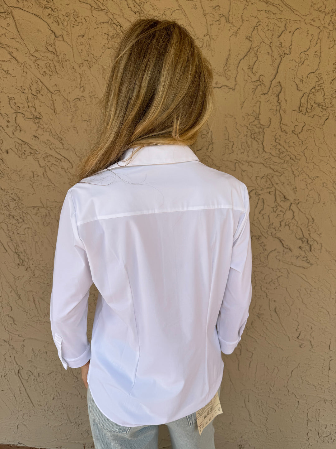 Ameliora Diane 3/4 Sleeve Shirt in White - Back View