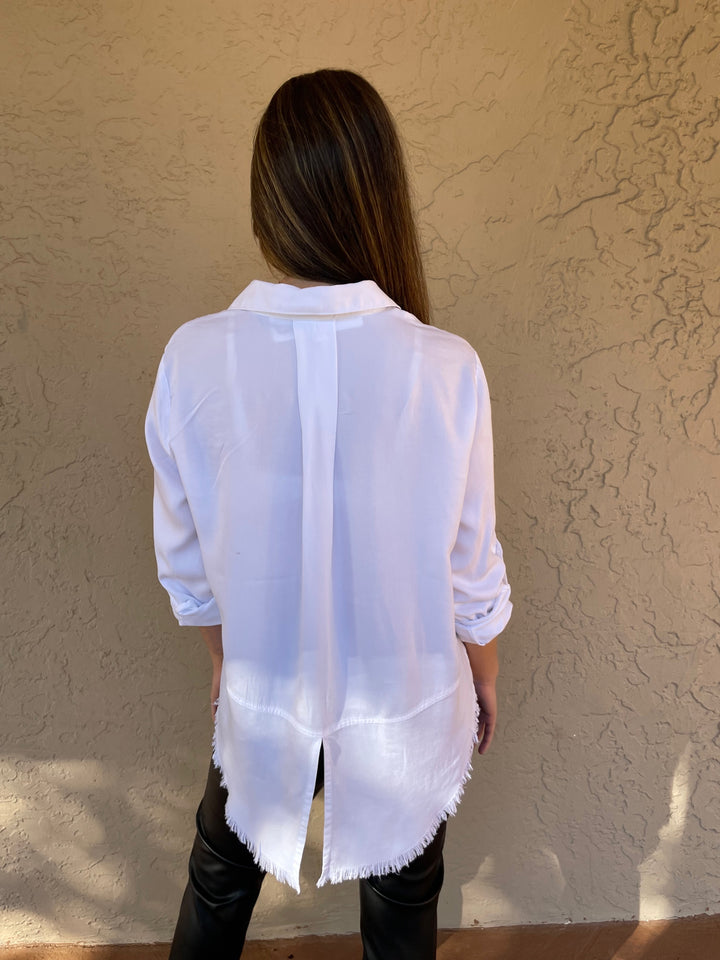 Split Back Denim Shirt - White