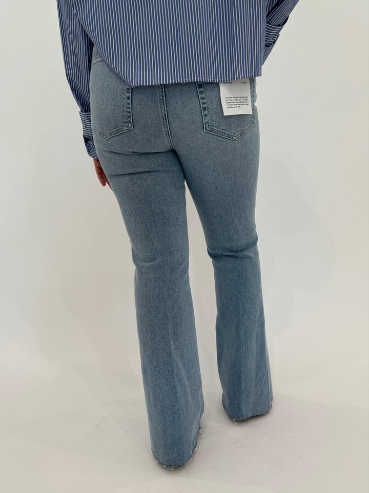 Frame Le Easy Flare Raw Fray Jeans - Blue Springs