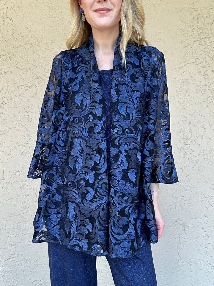Caroline Rose Soiree Lace Bella Cardigan - Navy