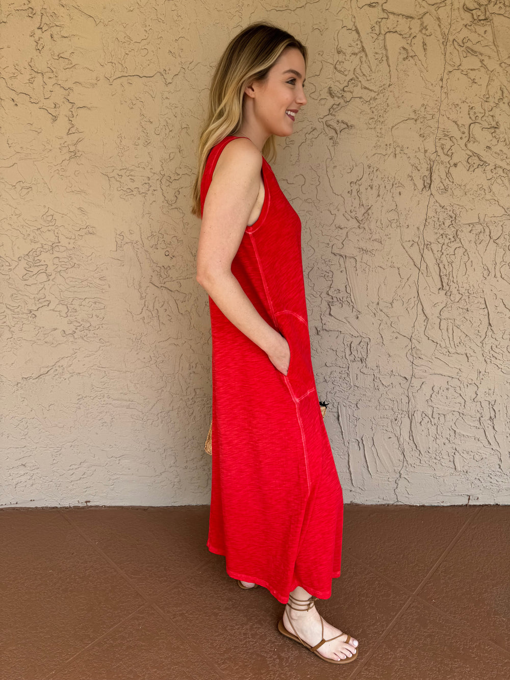 Elliott Lauren Sleeveless Maxi Dress With Pockets - Poppy