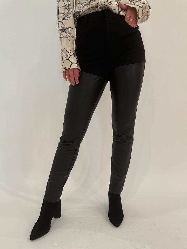 Generation Love Petra Vegan Leather Ponte Combo Pants in Black available at Barbara Katz