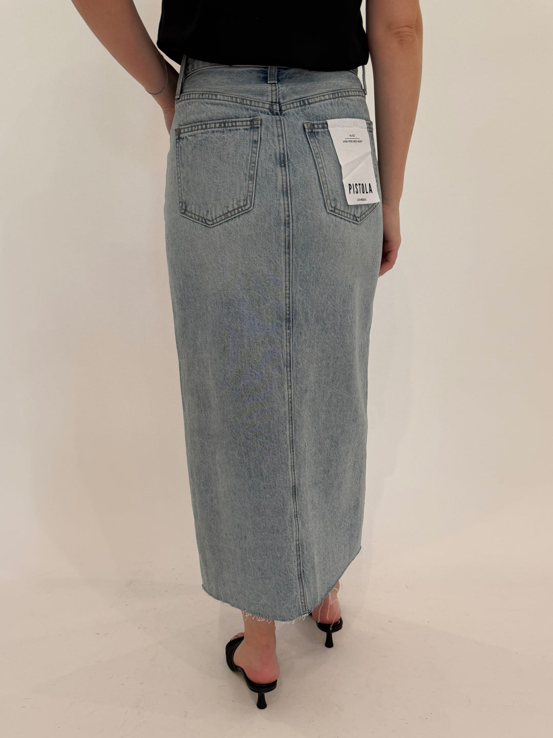 Pistola Alice Denim Midi Skirt in Brooklyn