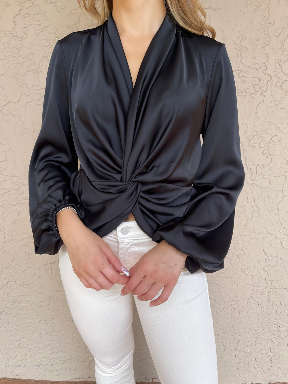 D. exterior Silk Twist Blouse - Nero