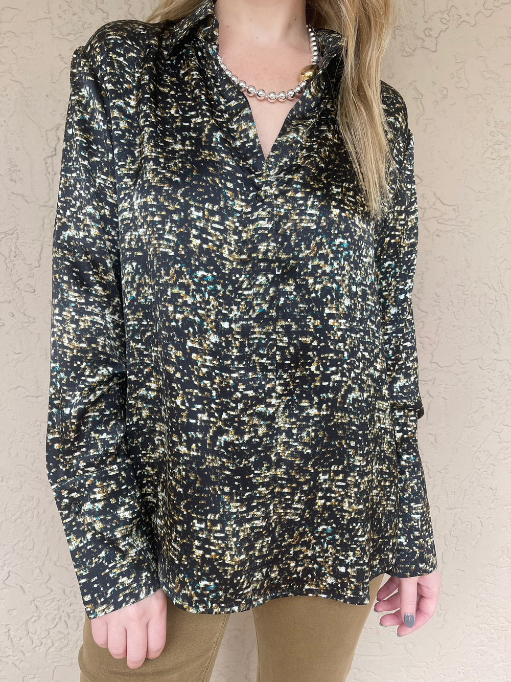 Catherine Gee Daria Silk Shirt - Gold Sequin