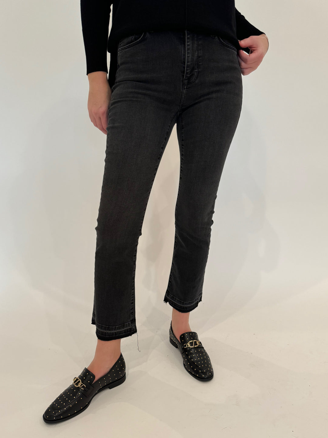 Elliott Lauren Bootcut Jeans with Shadow Hem in Washed Black available at Barbara Katz