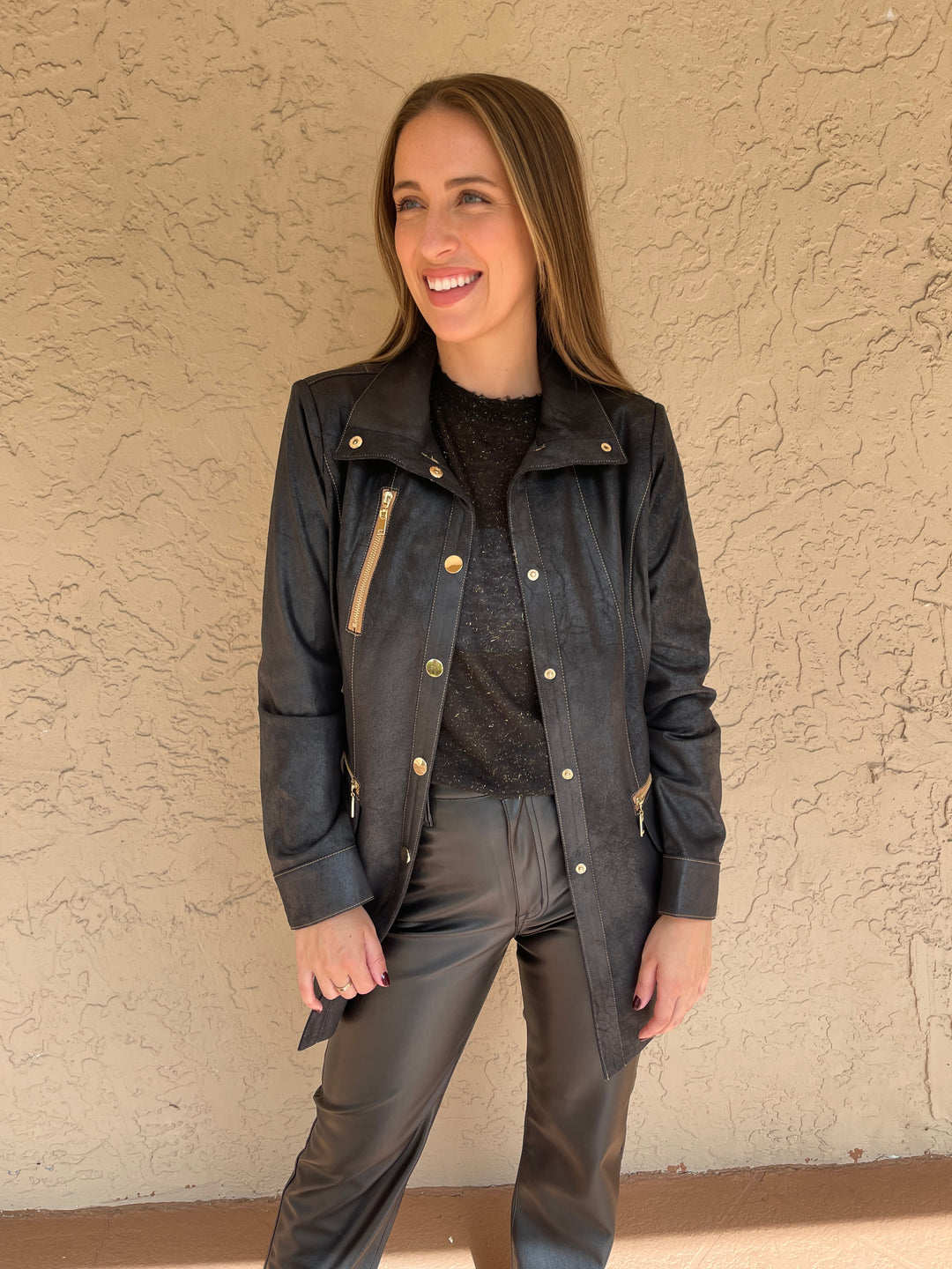 Long Trench with Gold Zipper
