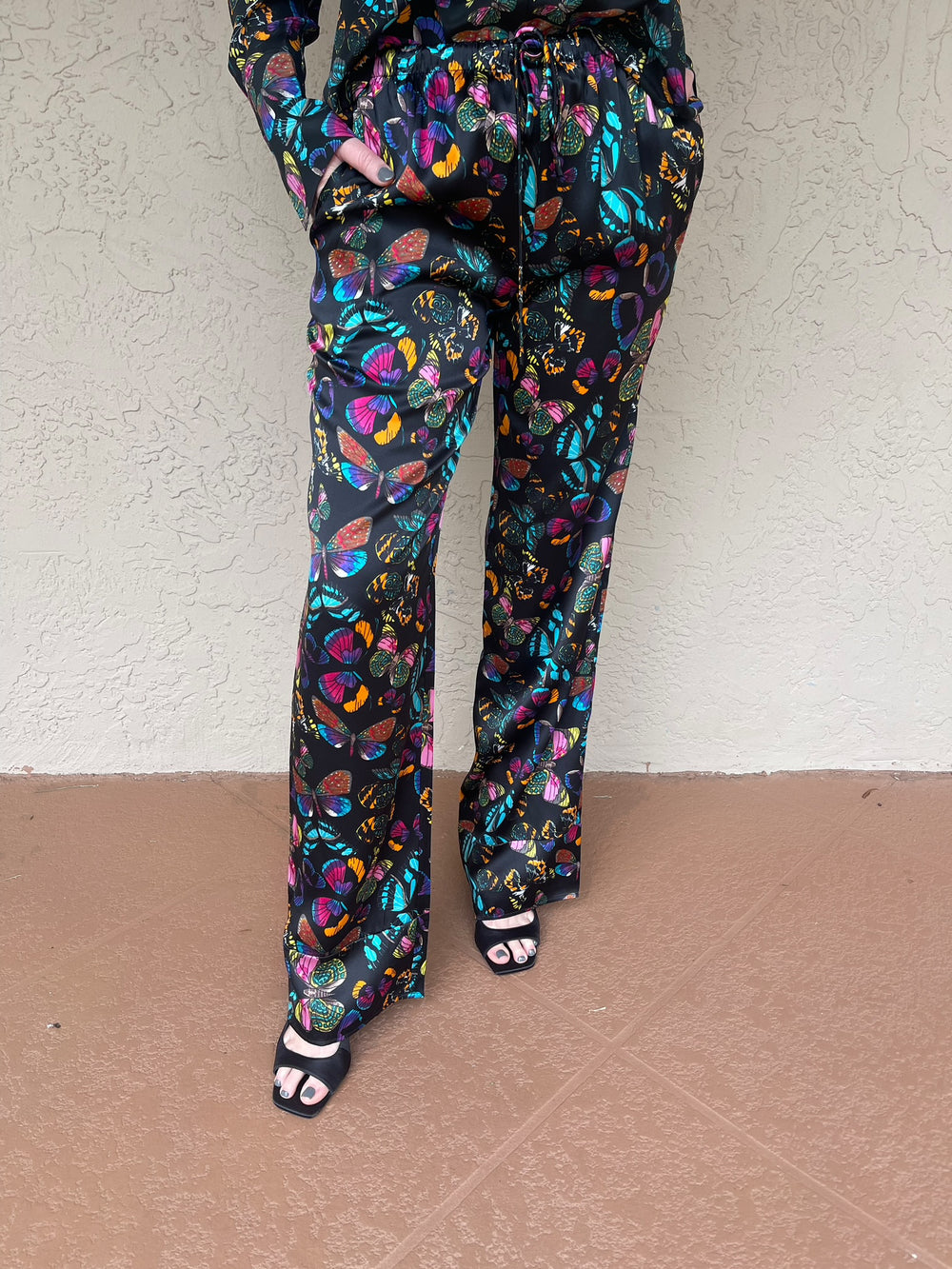 Wide Leg Silk Pant - Tracy Butterfly