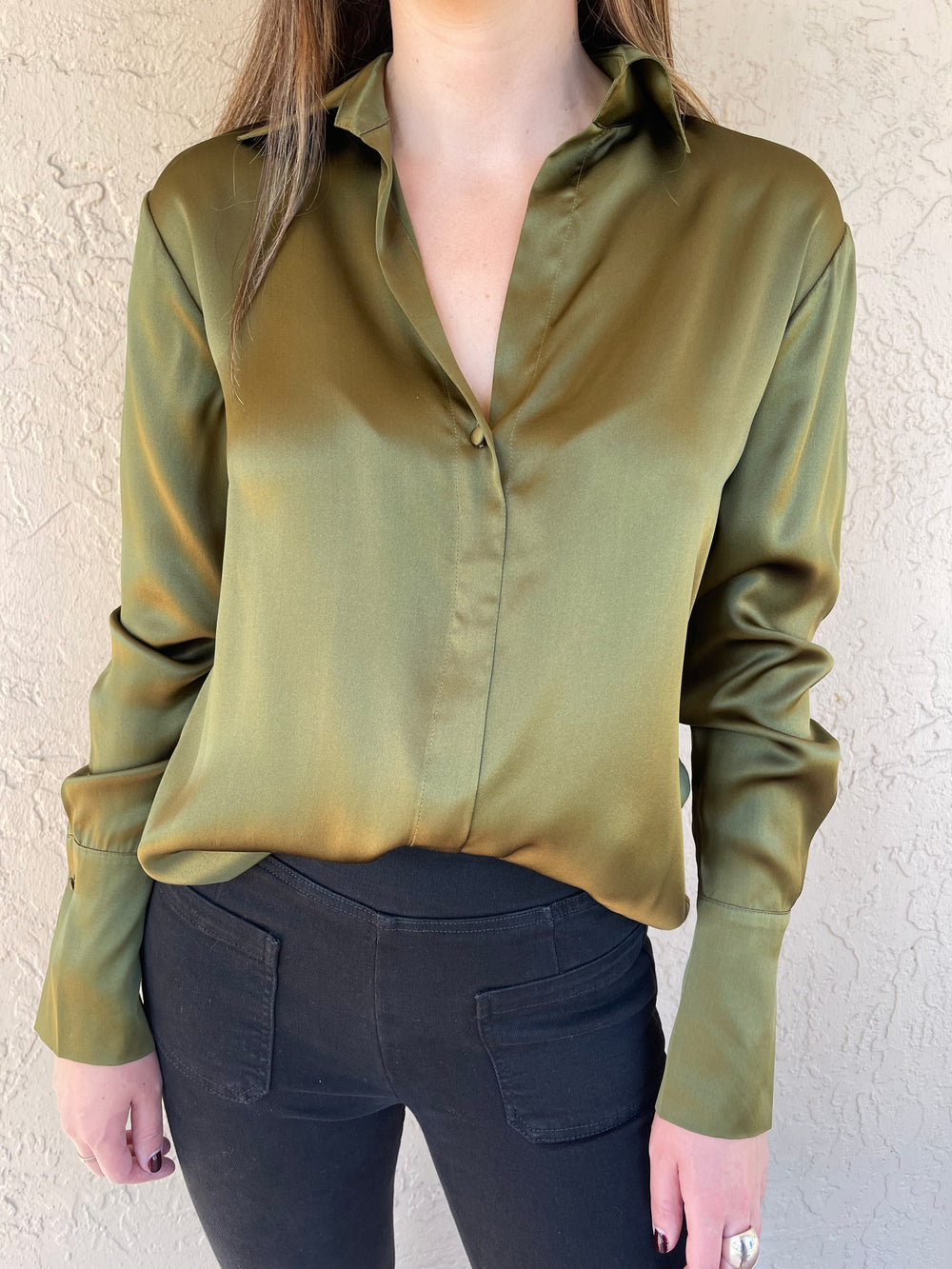 Catherine Gee Daria Silk Printed Shirt - Army Green