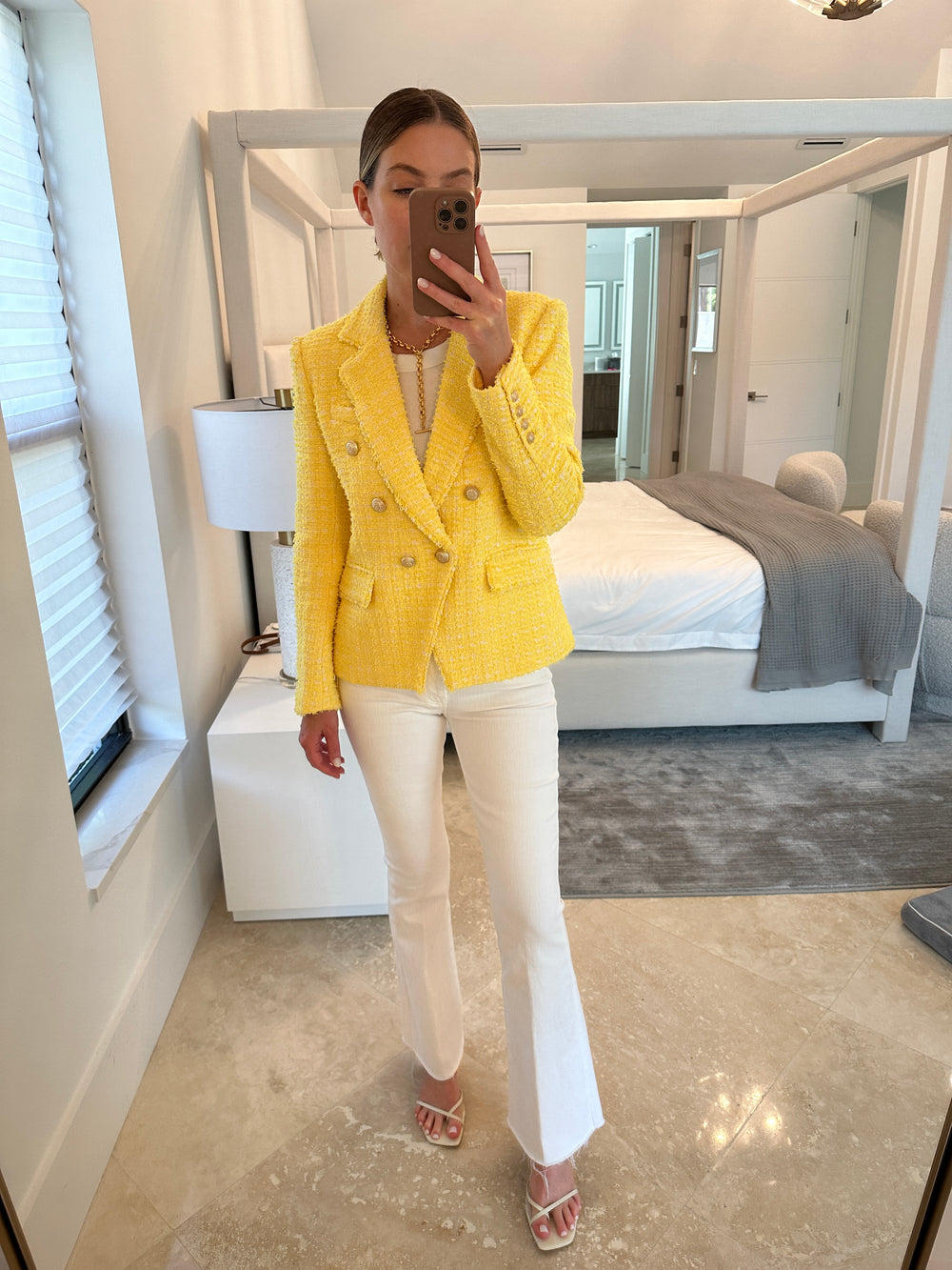 Eliza Tweed Blazer - Yellow