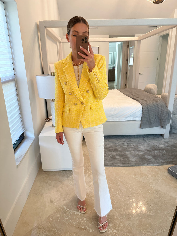 Eliza Tweed Blazer - Yellow