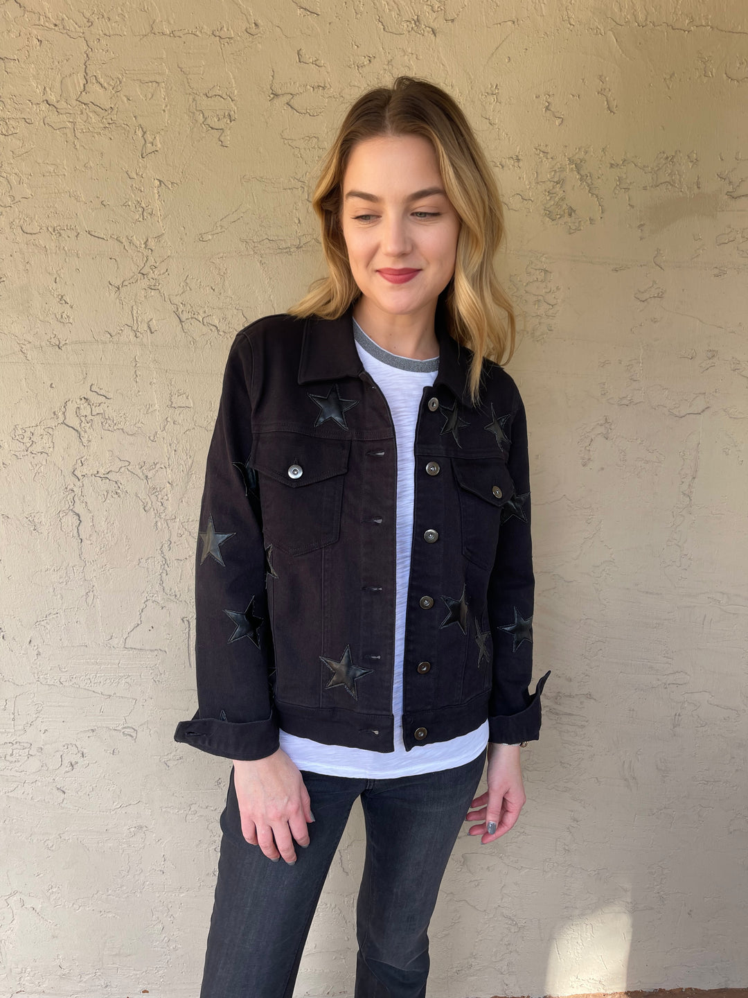 J SOCIETY Denim Vegan Star Jacket - Black