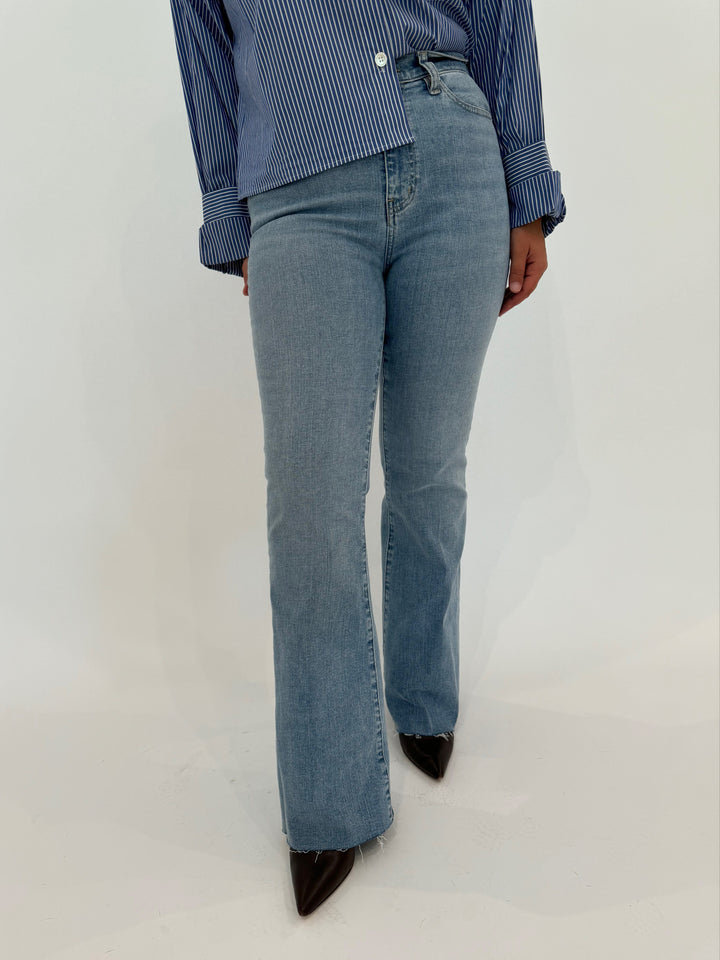 Frame Le Easy Flare Raw Fray Jeans - Blue Springs