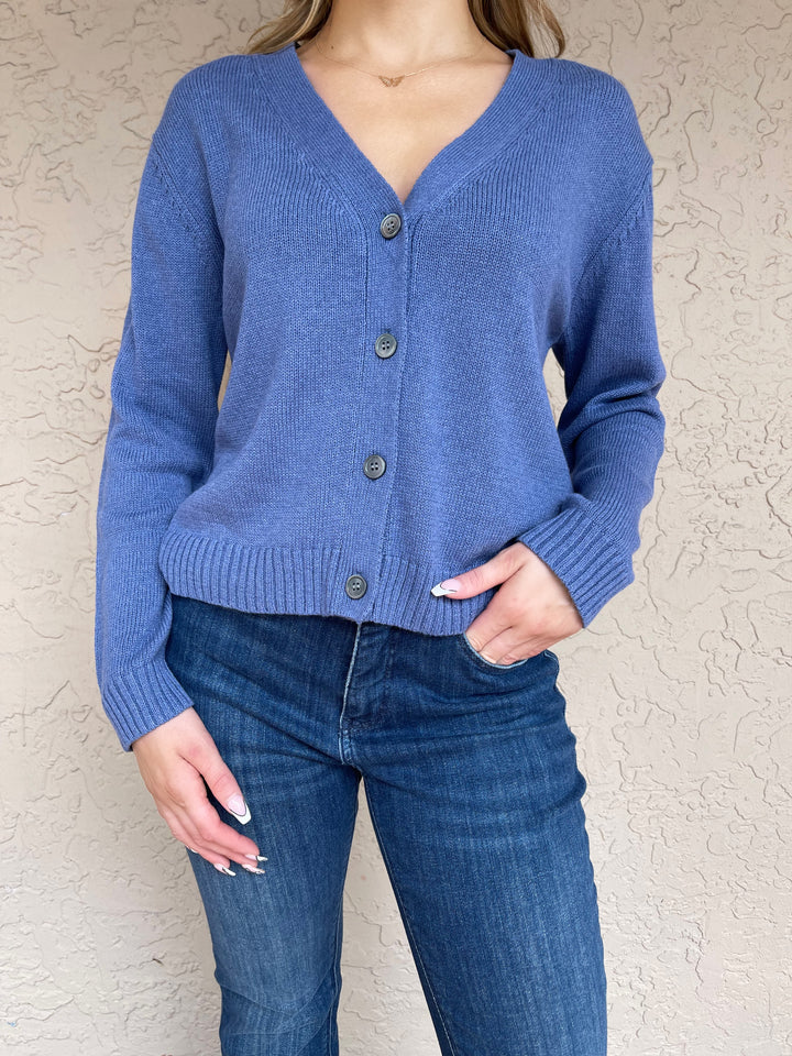 Saccharine Embroidered Cardigan - Worn Denim