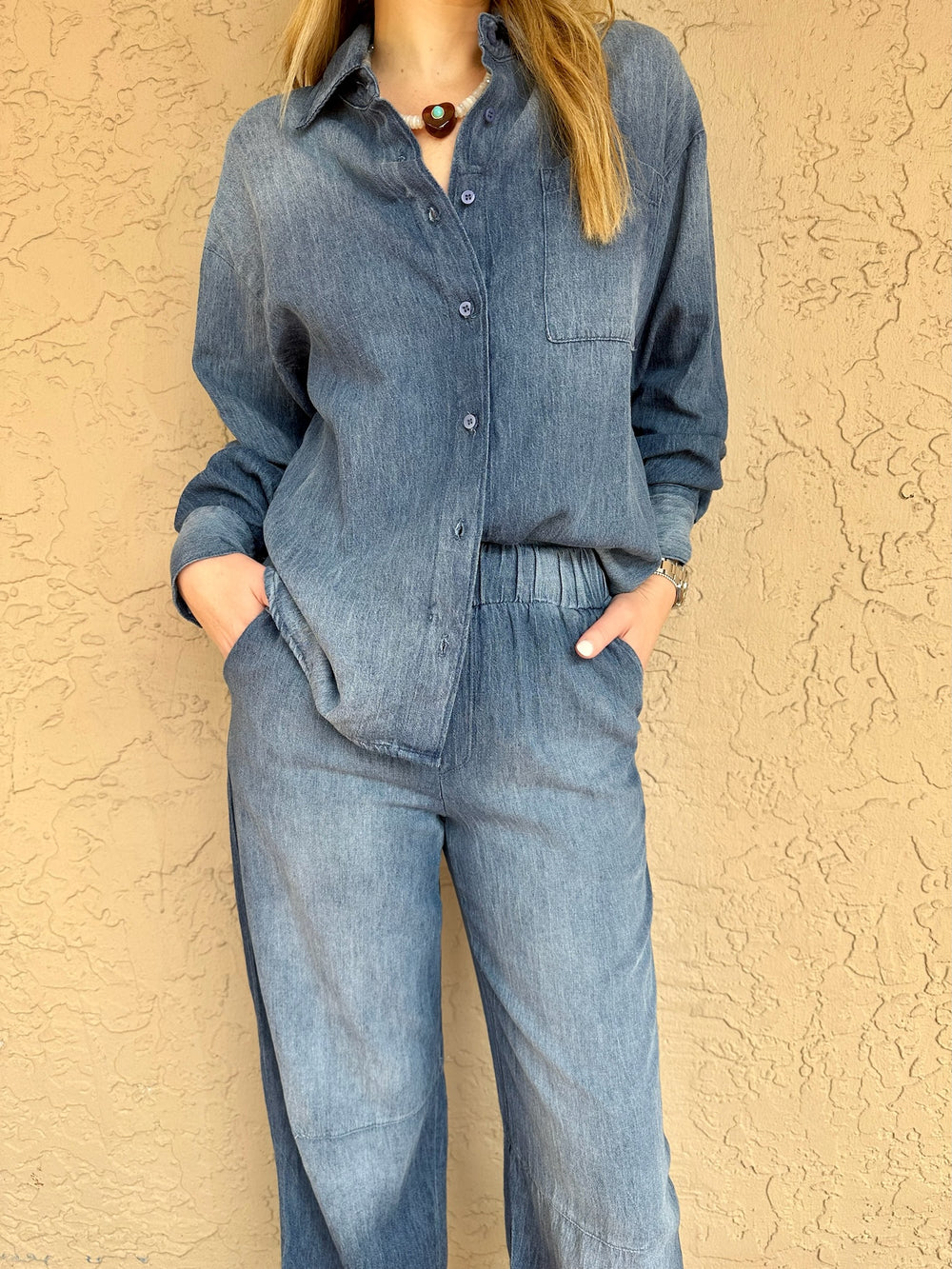 Stonewashed Chambray Oversized Shirt
