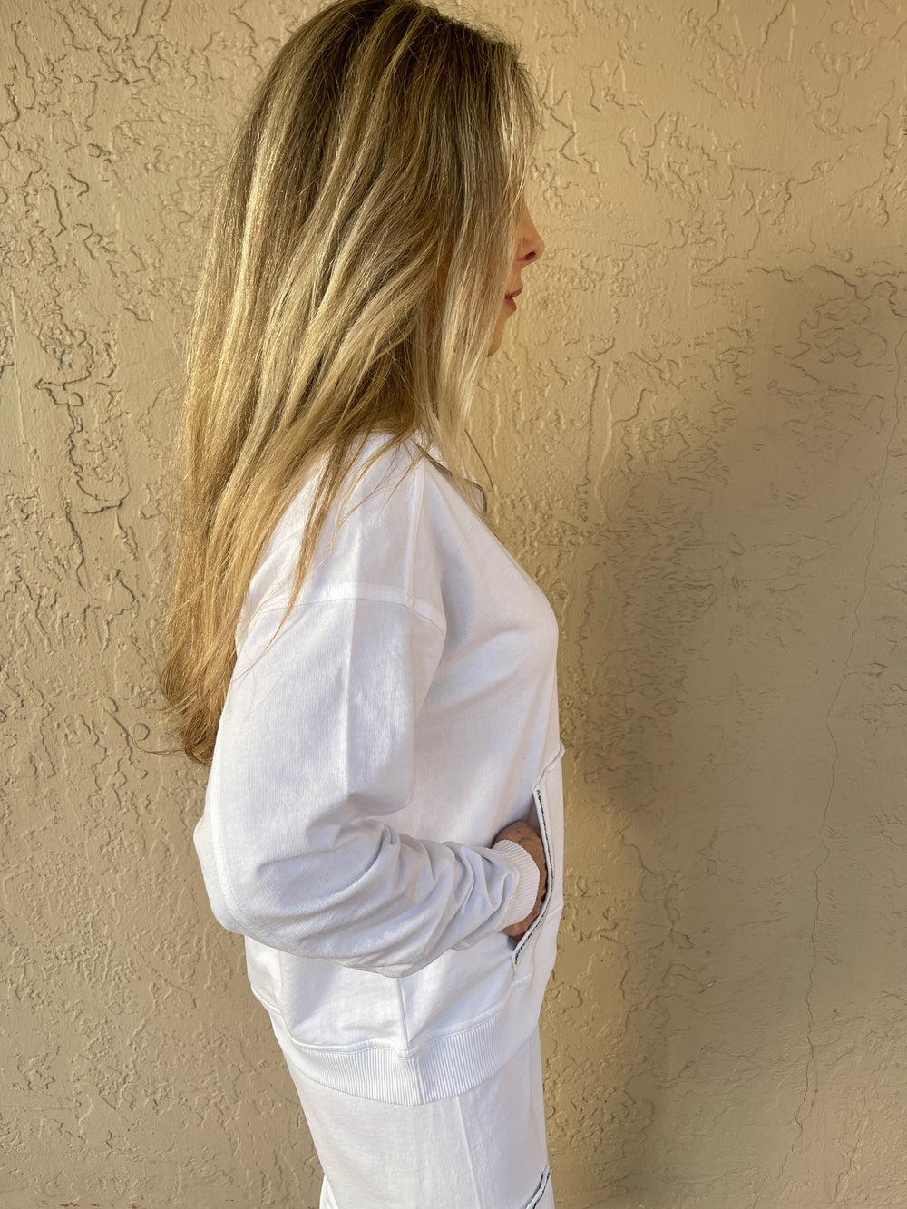 Elliott Lauren Half Zip Sweatshirt - White