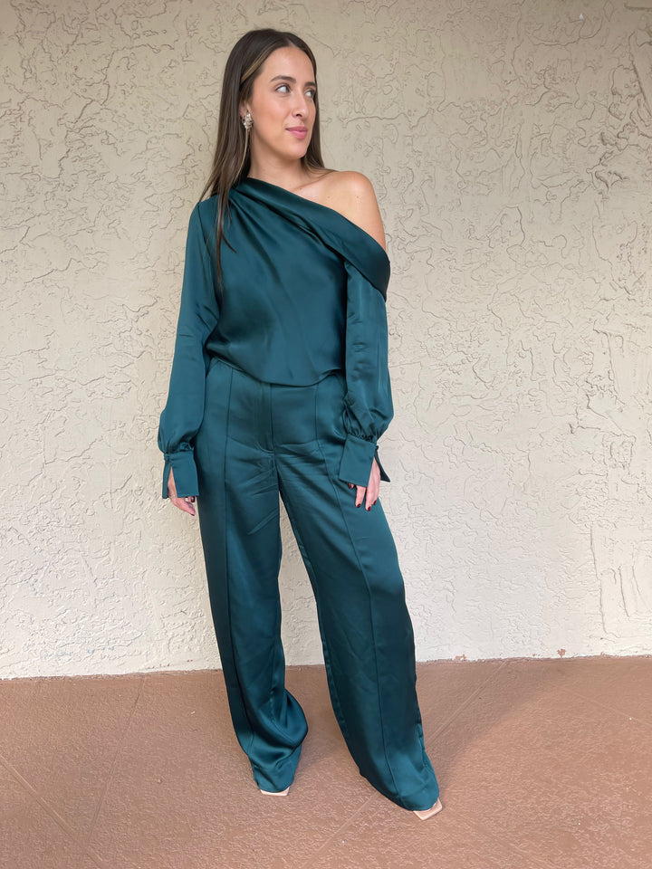 Simkhai Kyra Wide Leg Pant - Emerald