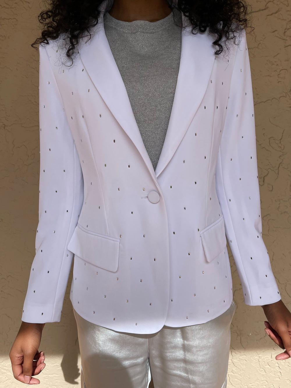 J Society Rhinestone Blazer - White