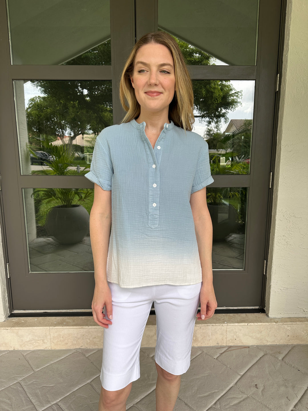 Pure Amici Gauze Dip Dye Top