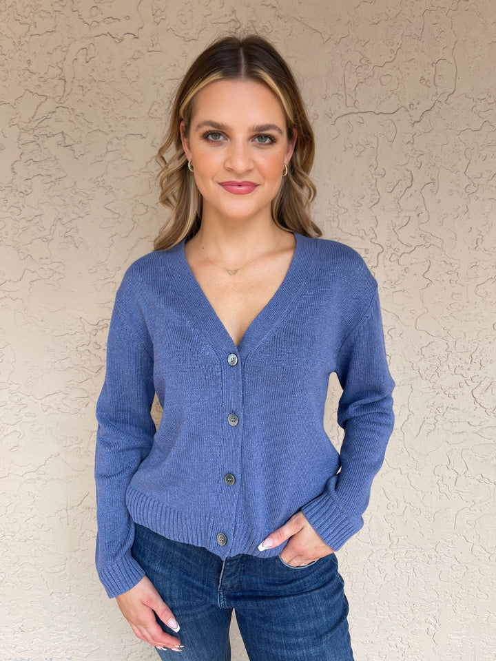 Saccharine Embroidered Cardigan - Worn Denim