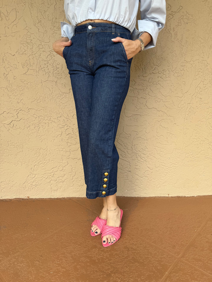 Simkhai Hyra Buttoned Vent Cropped Jean