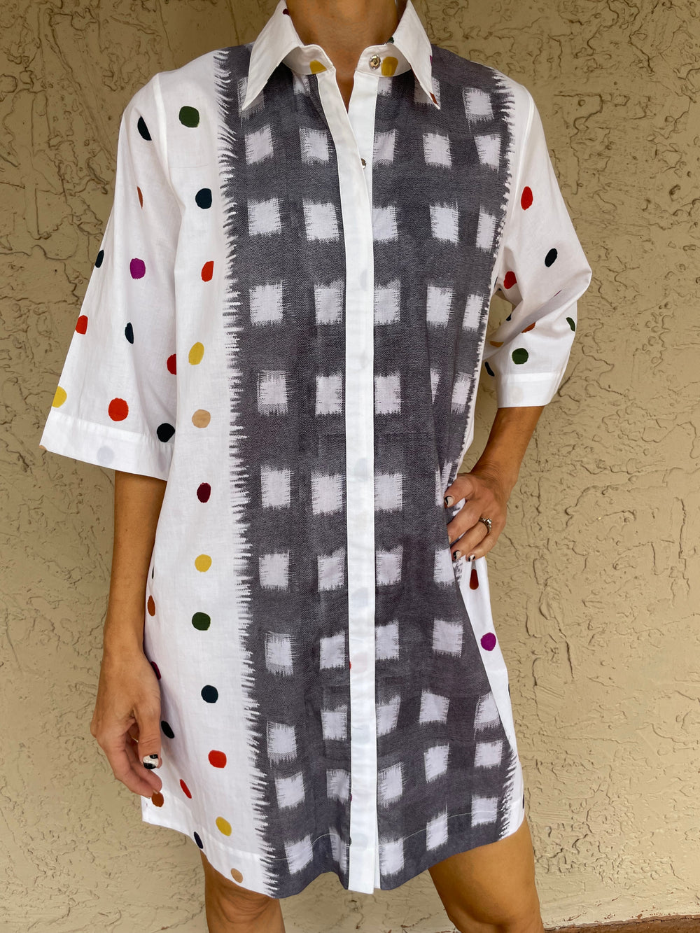 Geometric Matrix Shirt Dress