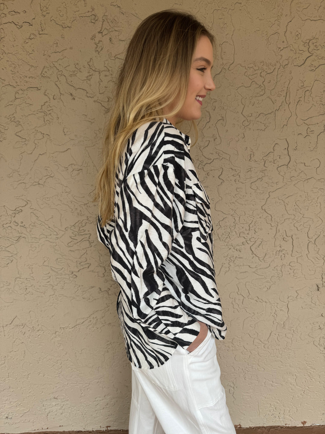 Suncoo Leyla Long Sleeve Top with Zebra Print