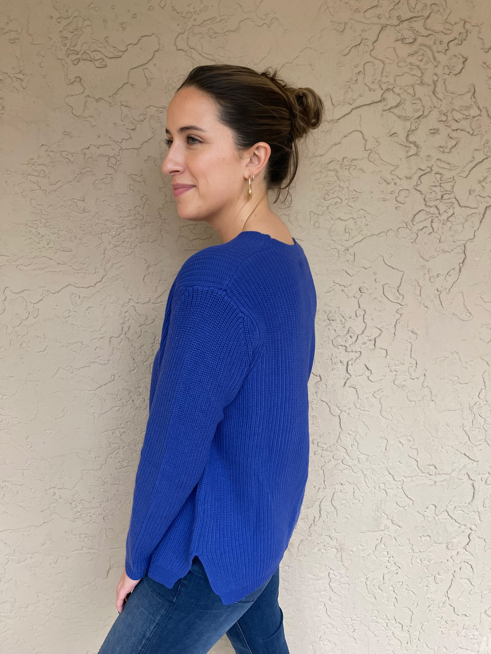 Shaker Knit Long Sweater - Blue
