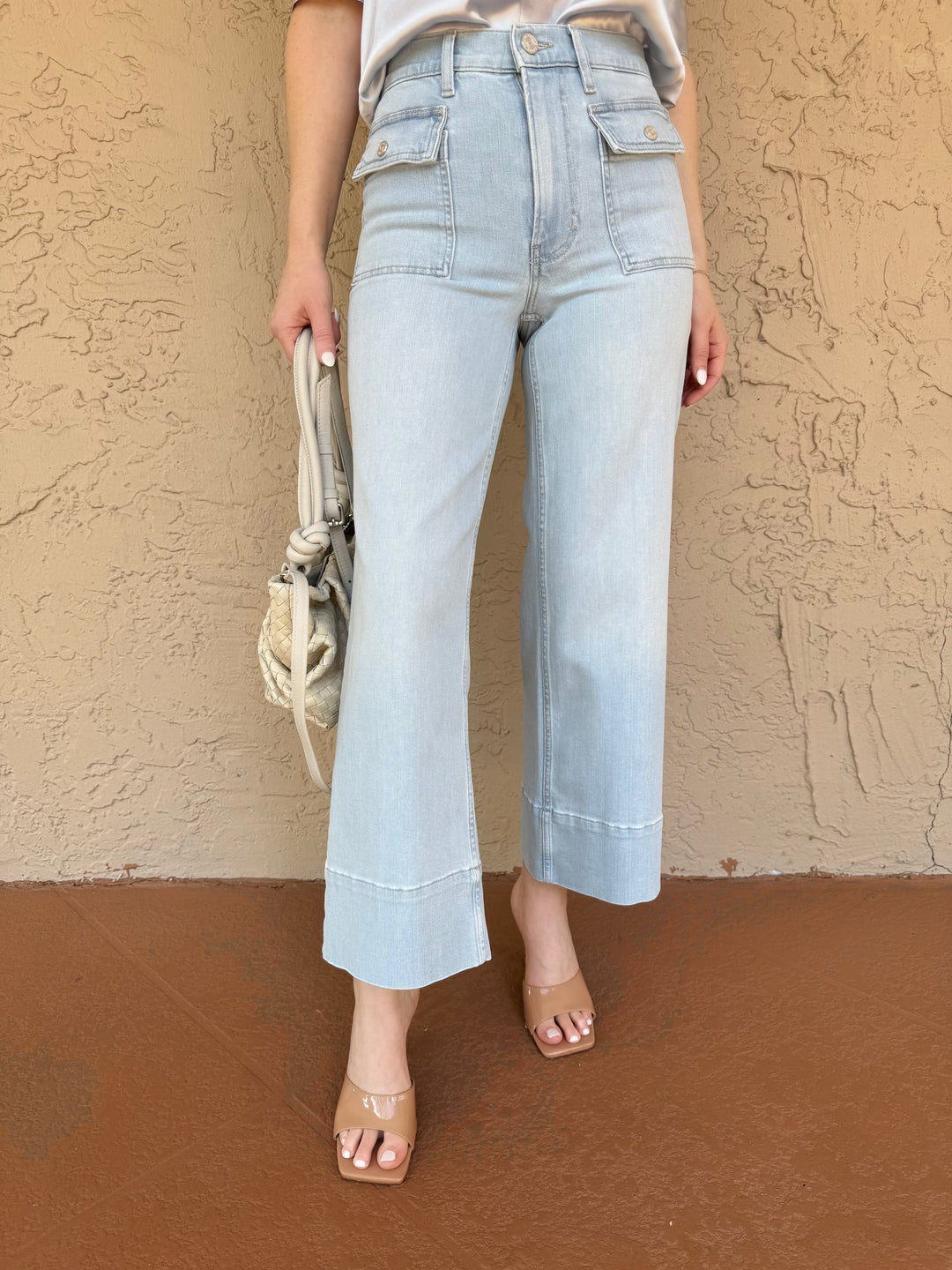 Frame The 70's Patch Pocket Crop Straight Pants - Clarity Clean