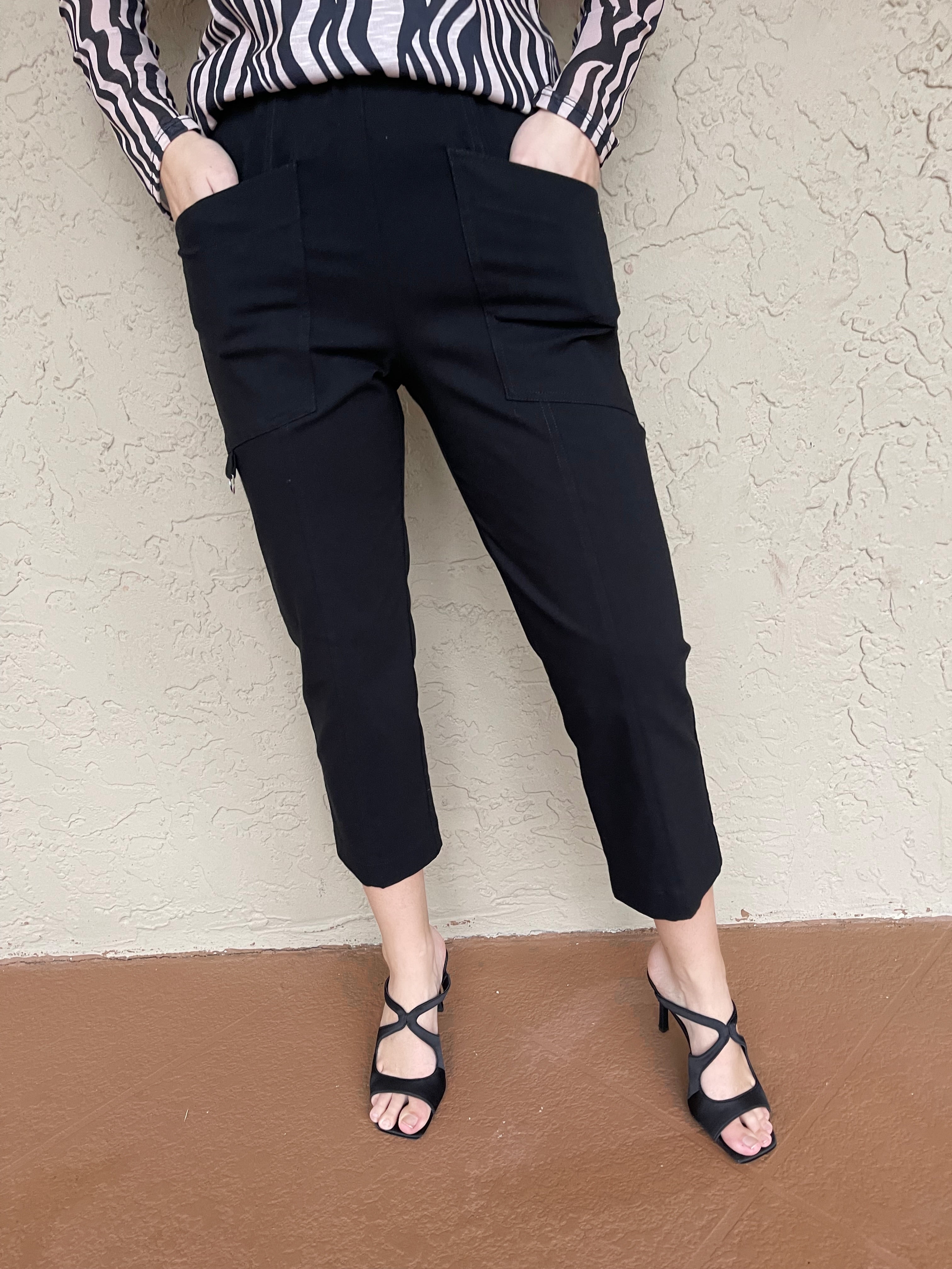 Elliott Lauren Control Stretch D Ring Crop Cargo Pant Black Barbara Katz