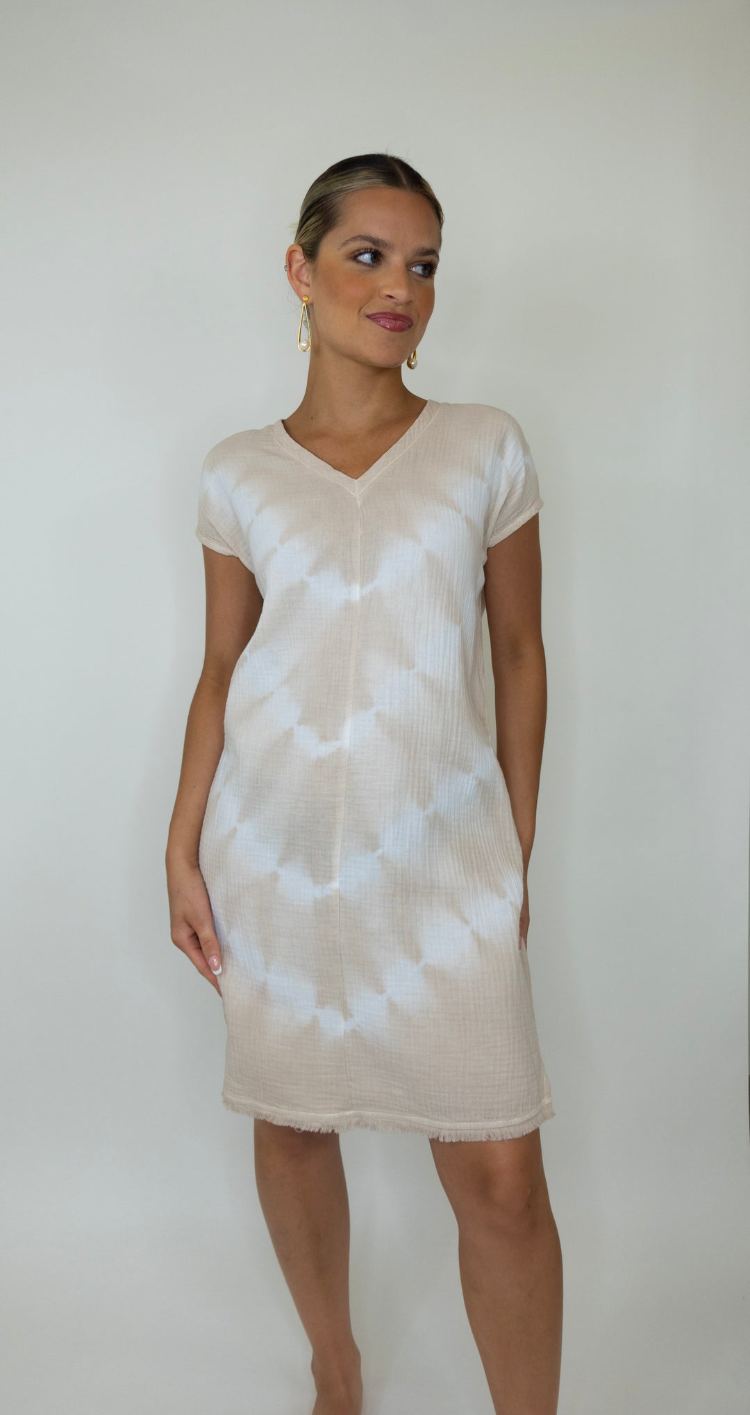 Gauze Tie-Dye Dress - Sand