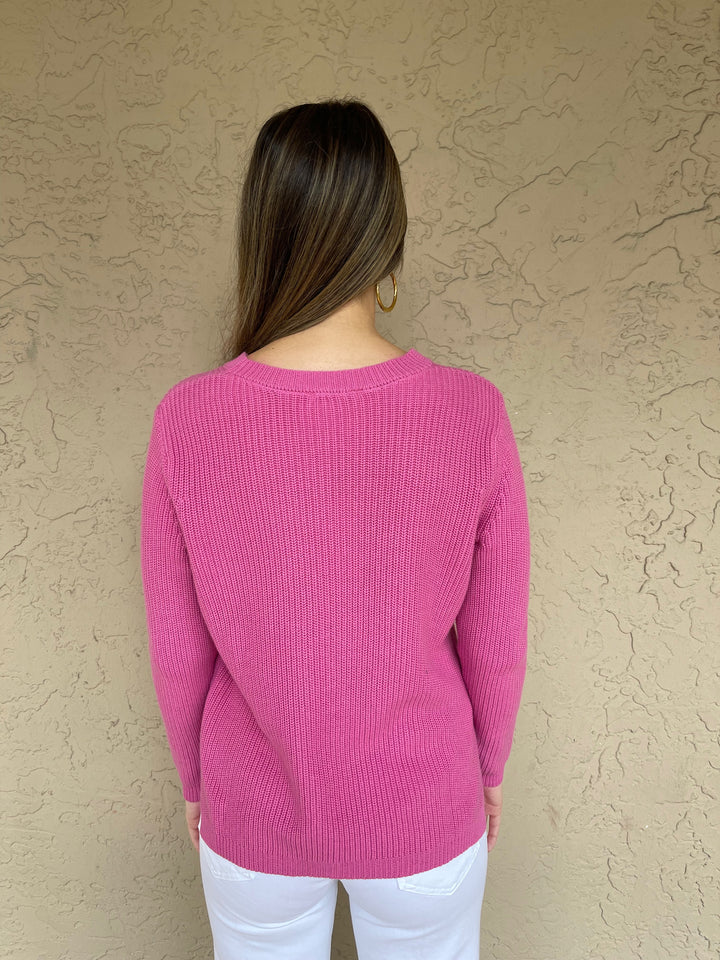 Shaker Knit Long Sweater - Rose