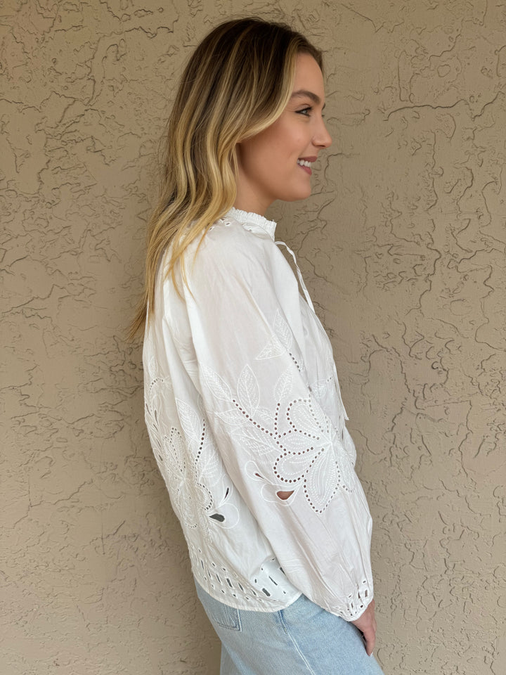 Rails White Lucinda Top With Billowy Sleeves