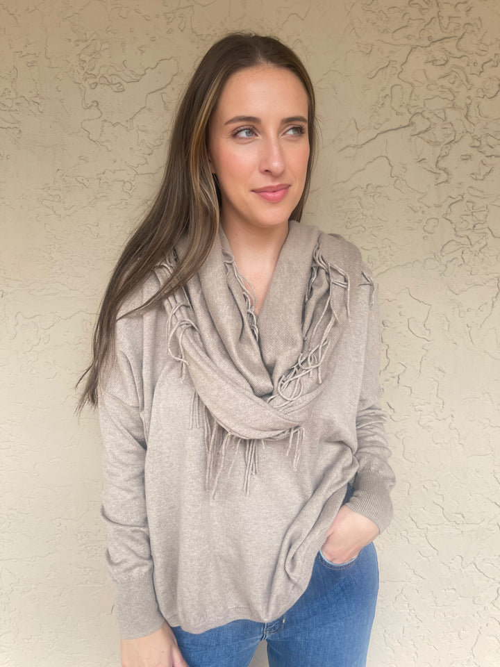 Fringe Wrap - Taupe